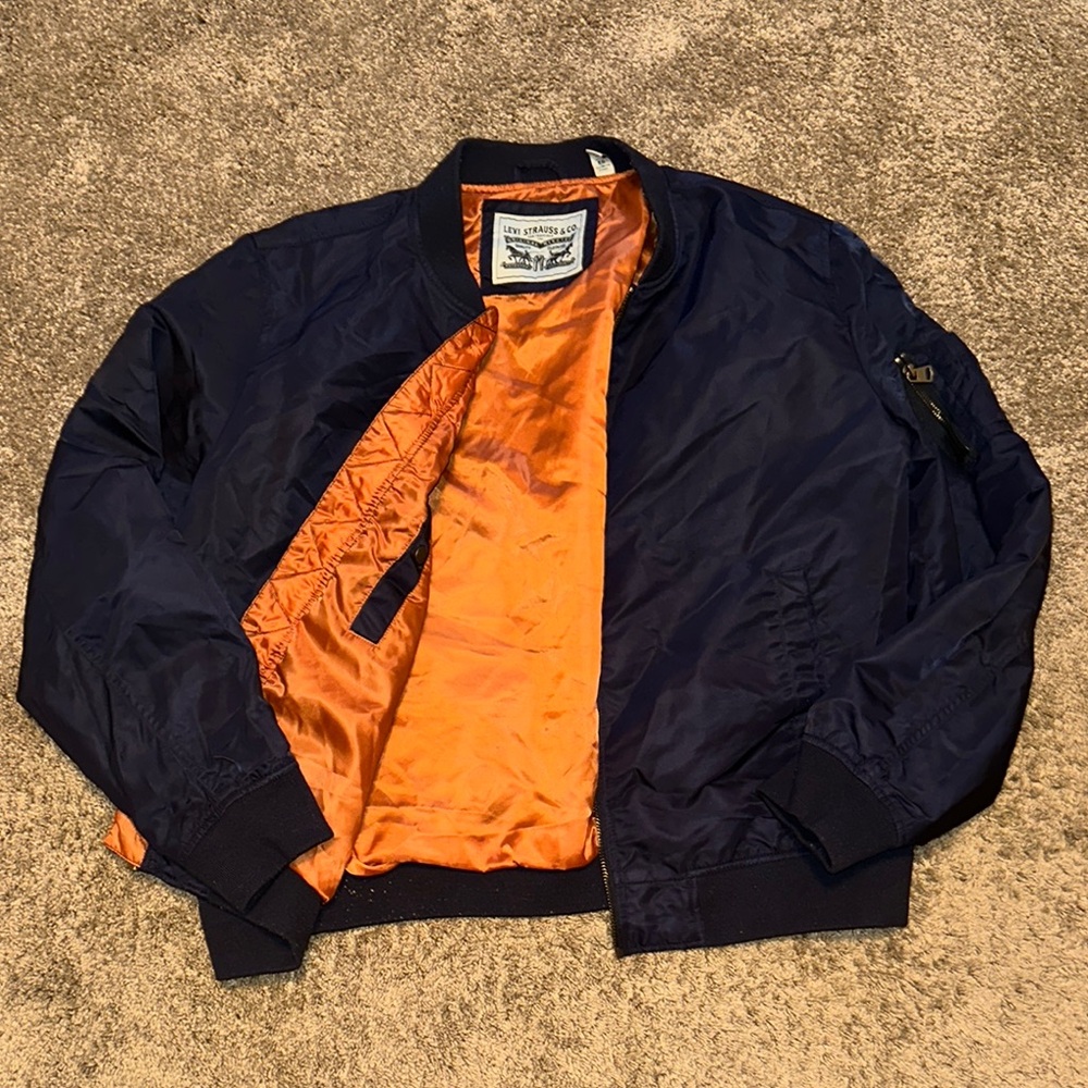Signature by Levi Strauss Blue and Orange Bomber Jacket
